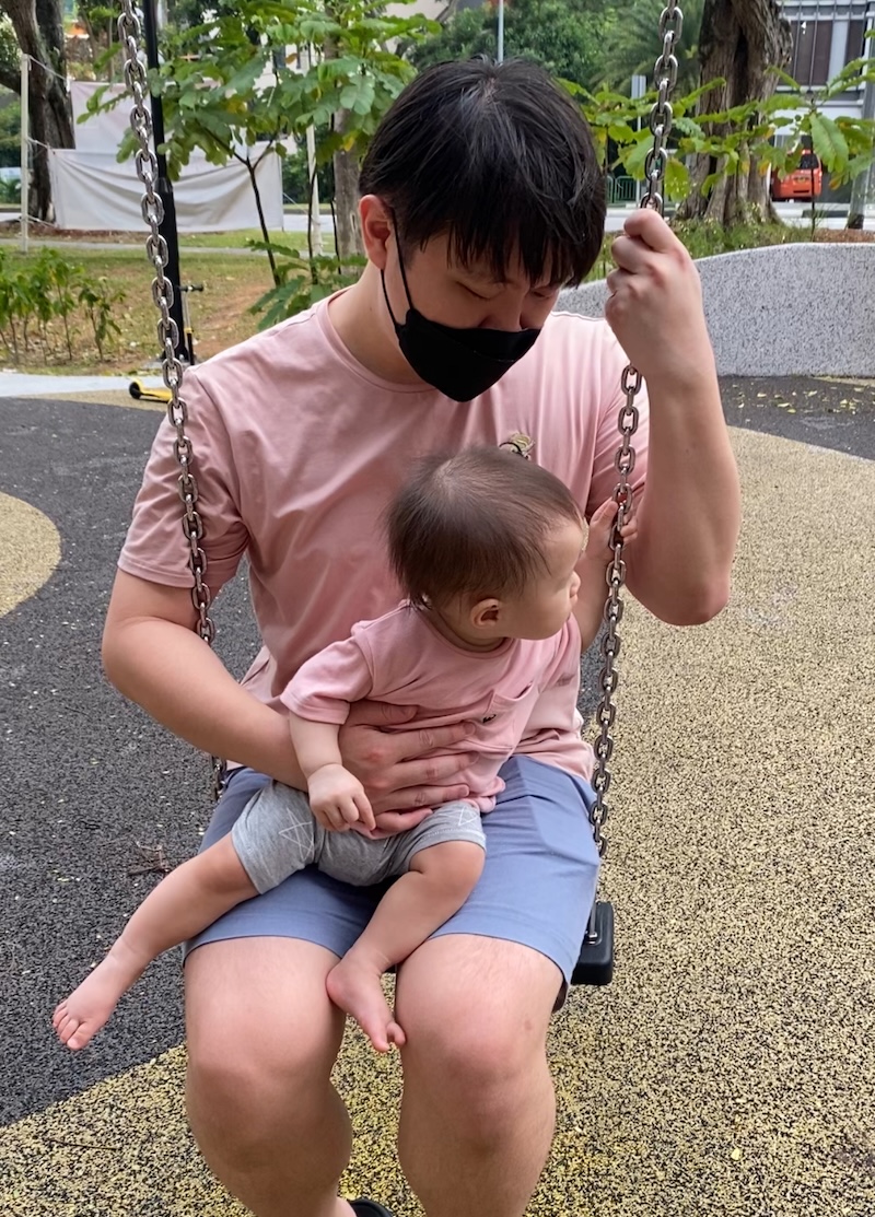 Father and child at playground